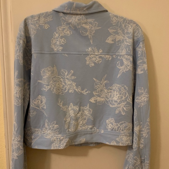 Material Girl Light Blue Floral Jean Jacket - Picture 3 of 6